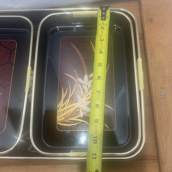 Vintage-1984  3 Piece "Lacquerware" Nesting Trays  Black - Picture 12 of 12